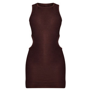 Pretty Little Things Chocolate Textured Racer Side Cut Out Bodycon Dress Size 0